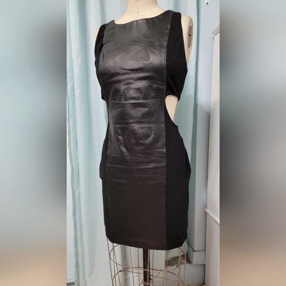 Leather panel cutout dress. - Picture 2 of 7